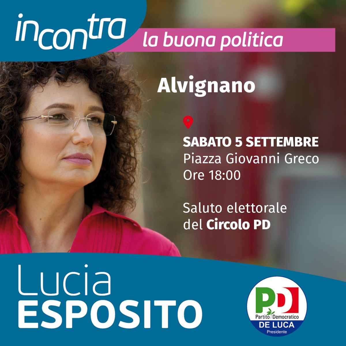 Nei territori. Il 5 settembre, alle 18, sarò in piazza Giovanni Greco, ad Alvignano, ospite di un incontro organizzato dal circolo del Partito Democratico. Ti aspetto! #labuonapolitica