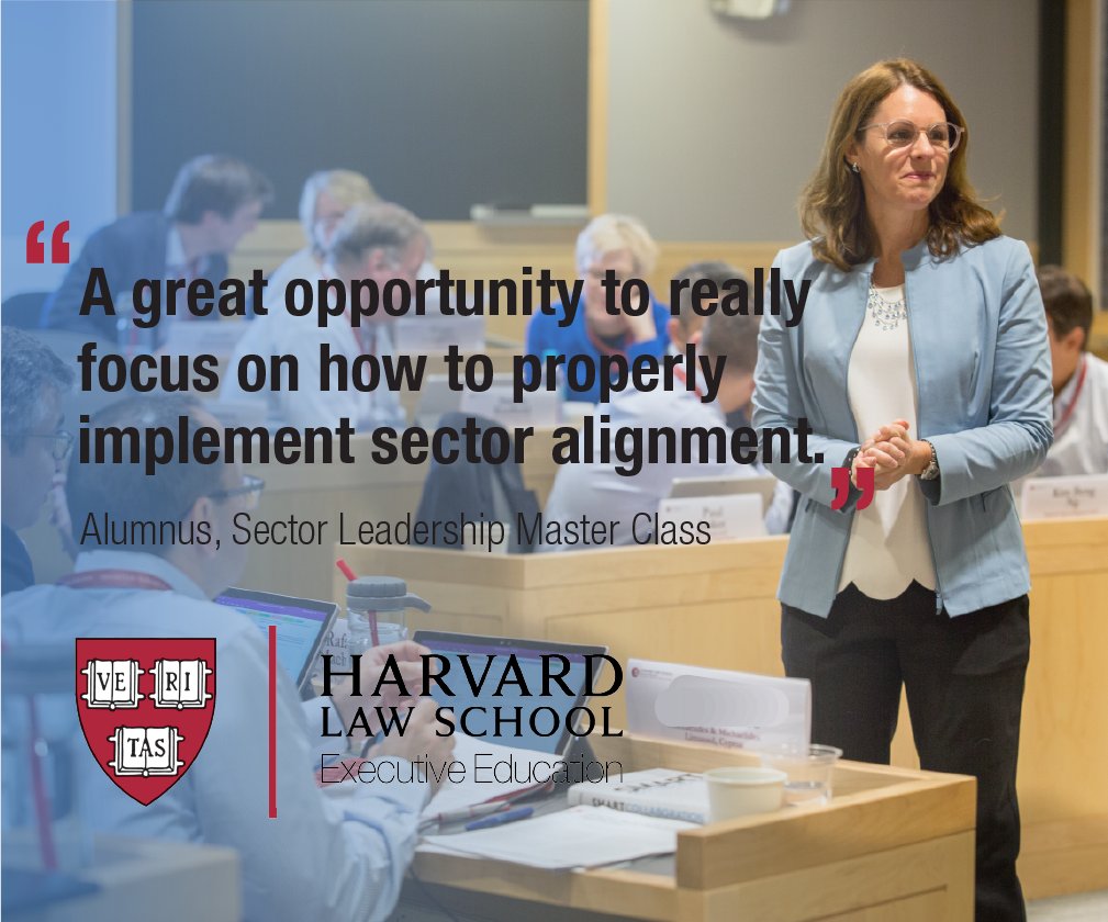 The Sector Leadership Master Class optimizes your ability to deliver distinctive advantages in your sector-focused work, improving client service. Learn about group pricing and the application here: execed.law.harvard.edu/onlineprograms…