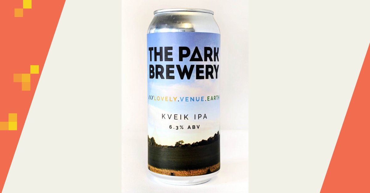 Tin of the park brewery IPA labelled ///lovely.venue.earth