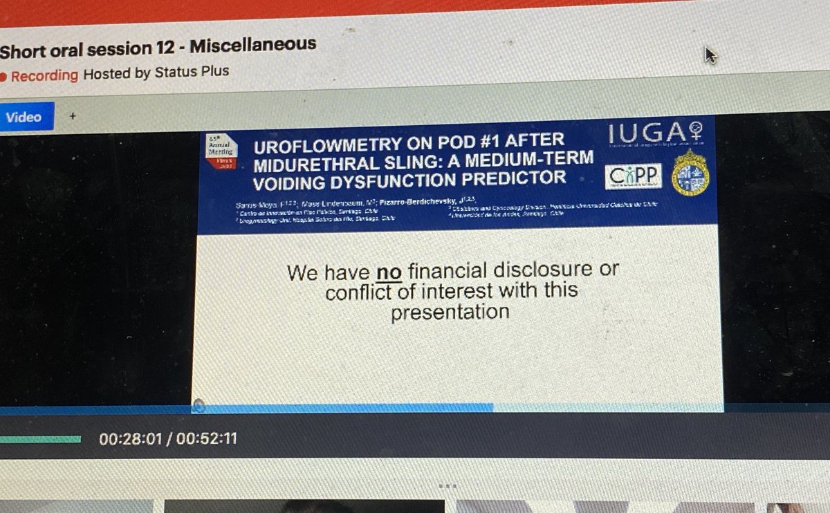 cinvesppelviano's tweet photo. Otros estudios presentados por el CIPP en @iugaoffice virtual este año. Uroflujometria en día post op #1 de TVT como predictor de disfunción miccional, por Dra Santis #CIPPpublications #pelvicfloor #urinaryincontinence #eligesotero https://t.co/T5omxTUZyJ