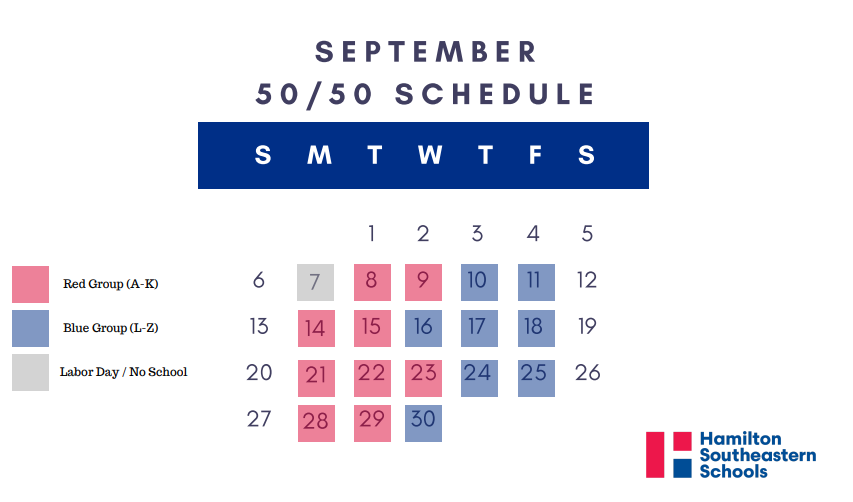 For any families still needing to know which days are virtual and which days are on site for your child - please screen shot this visual for your phone.  If you have any questions please call us today.  We want to make sure you are all set for next week!