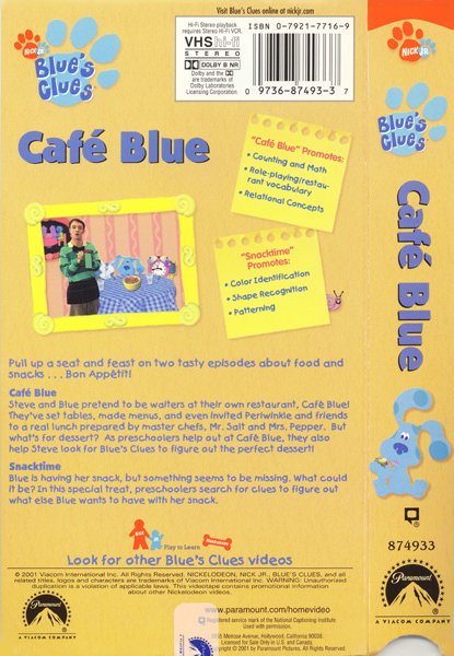 Home Video History September 4 01 The Blue S Clues Video Cafe Blue Is Released Bluesclues Nickjr Homevideohistory