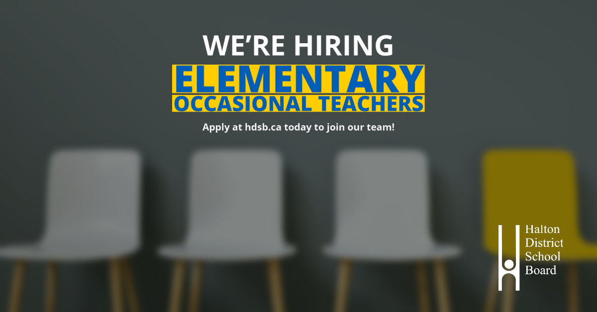 HaltonDSB's tweet photo. We're hiring Elementary Occasional Teachers! Learn more and apply now: https://t.co/98j3esKEUy

Application deadline is Sept. 18, 2020. https://t.co/zHIcCO1zQN