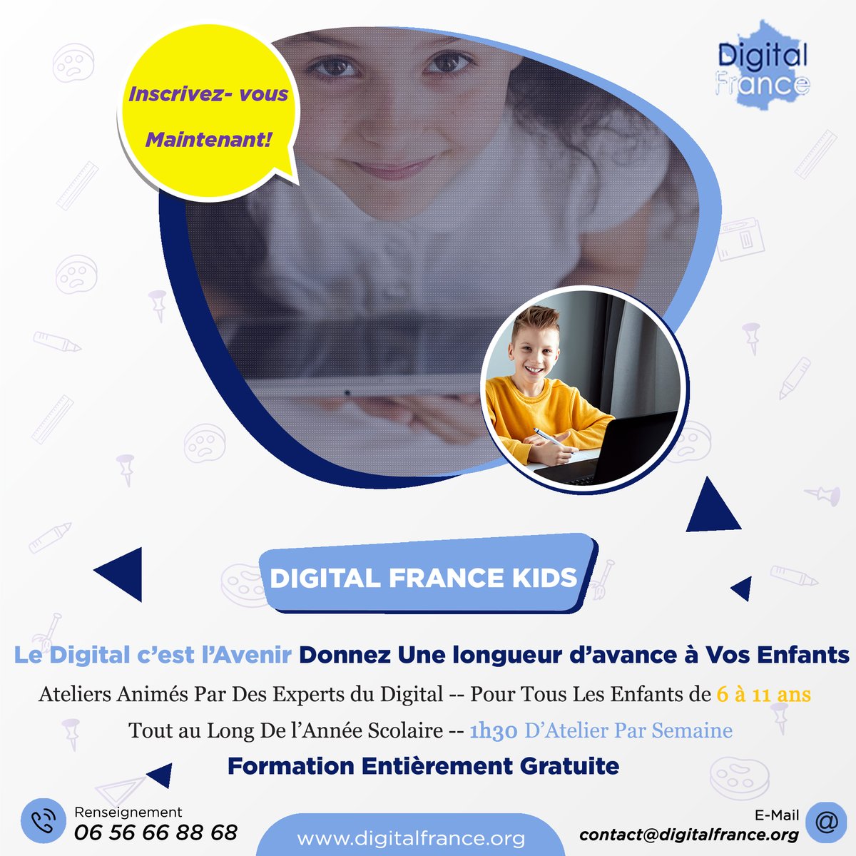 mbayassine's tweet photo. @DigitaleFrance se mobilise et Propose Des #Formations #Pratiques et #Entièrement #Gratuites Pour #TousLesAges
#NEW
#DIGITALFRANCEKIDS ( 6 - 11 ans )
#YouthDigitalProgram (12- 18 ans )
#DigitalFranceLadies (Femmes )
#DigitalPourTous ( A partir de 18 ans ) https://t.co/Eb66yWnhGI