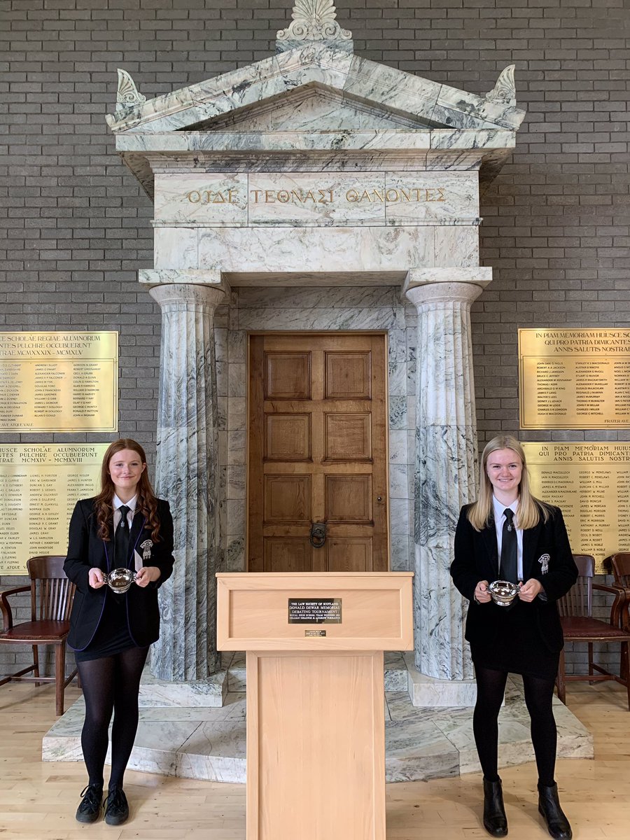 RHS_Debating's tweet photo. It was great to see our two Donald Dewar finalist receive their prizes for competing in the final. We are very proud of both girls for reaching the final! Well done Laura and Emma. @Royal_High_Sch @Lawscot https://t.co/6A50toSyuB