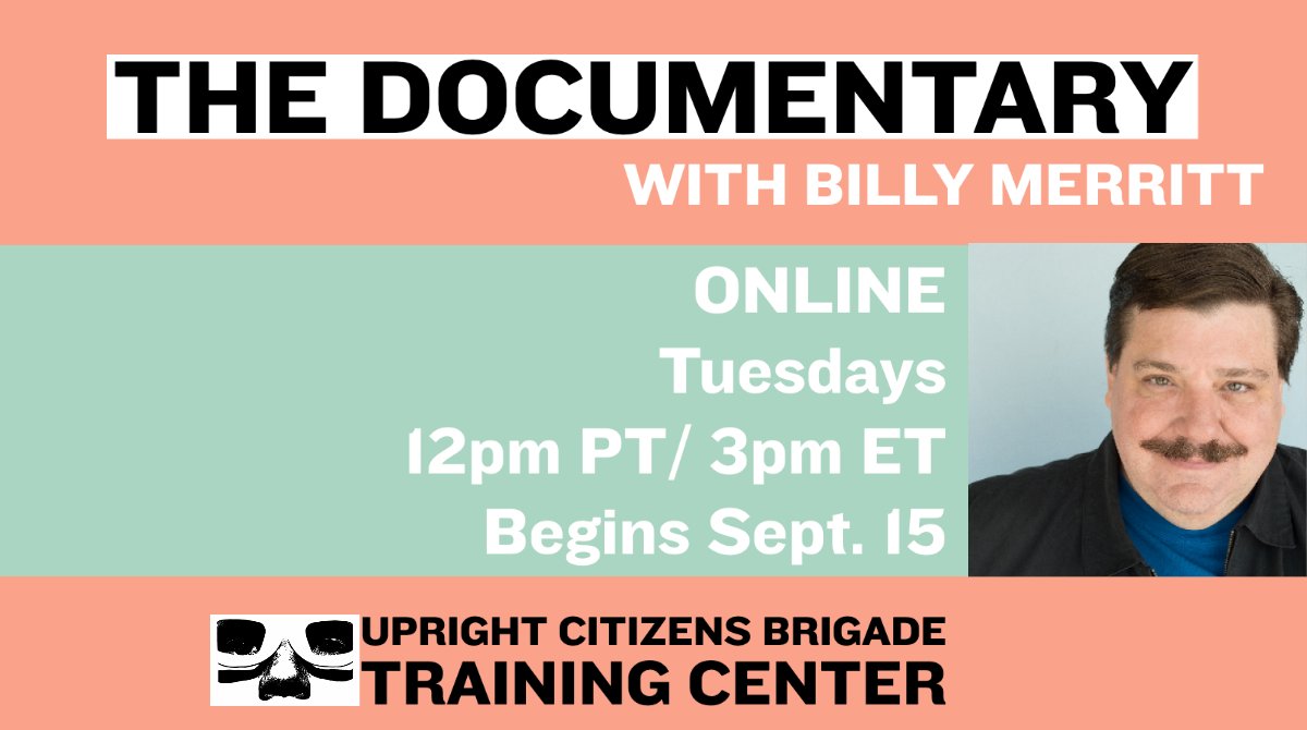 Now enrolling! 
The Documentary with Billy Merritt

Online
Tuesdays
12pm PT/3pm ET
Starts September 15th

bit.ly/2F7iPPU