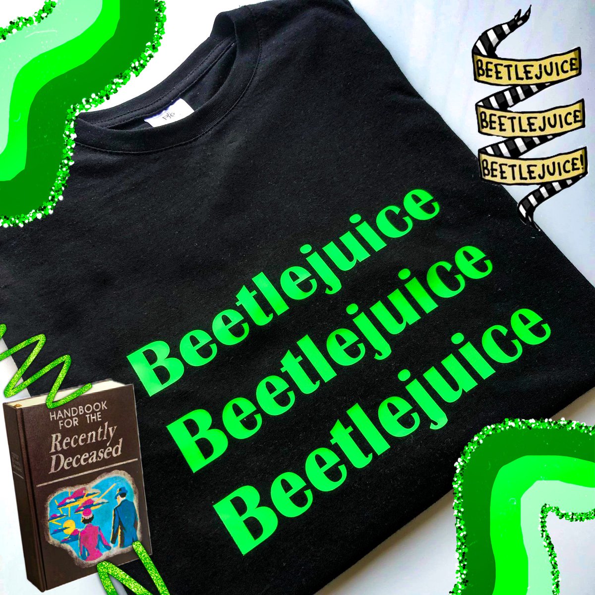 autumnalwayscom's tweet photo. Happy Friday!💚Beetlejuice Fun Fact:Warner Bros. didn’t like the name “Beetlejuice” &amp; pushed to have it changed to “House Ghosts”👻Burton jokingly suggested “Scared Sheetless” as an alternate name💩&amp; was appalled when Warner Bros. actually considered it😂What an alternative🙈 https://t.co/sYEGU0rQQC