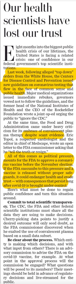 EricTopol's tweet photo. Just when we need them most:
"Our health scientists have lost our trust"
https://t.co/skMDeoryUe by @DrLeanaWen @PostOpinions 
and what can be done at this point before "the harm to Americans' health will be irreversible" https://t.co/dHSMpK9AXe