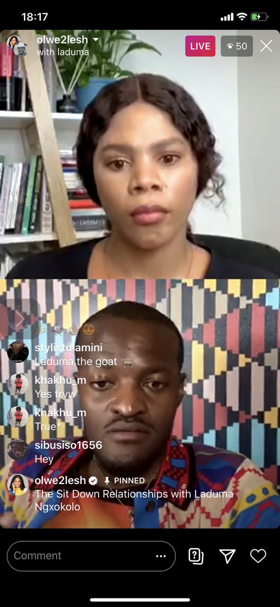 noxbloom's tweet photo. Catch this #SitDownWith @Olwe2Lesh &amp; @LadumaNgxokolo 
NOW LIVE https://t.co/O5kRY2kYzY