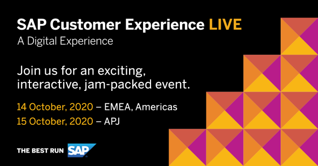 Maria_Haggen's tweet photo. You heard it here first, folks: mark your calendars for October 14th-15th for SAP CX LIVE, our marquee customer event, which this year is going fully digital. Hear from customer leaders, industry experts, and more. Register for #SAPCXLIVE https://t.co/qRxSc8wyUF https://t.co/ocKCq90JMS