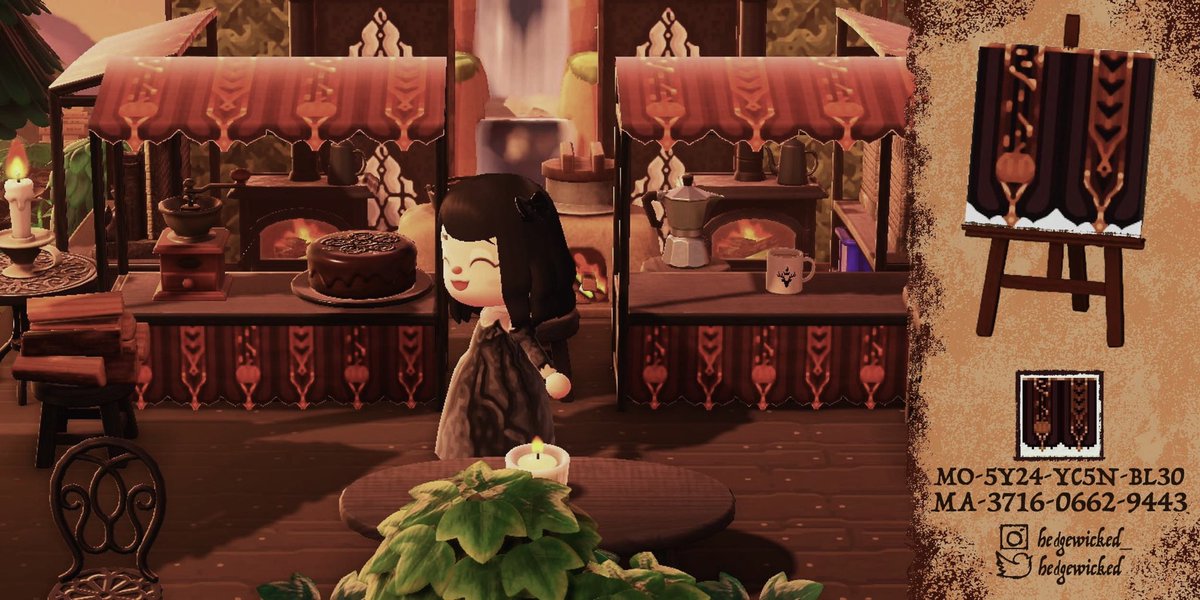 hedgewicked's tweet photo. i recolored/added to my current stall design in honor of fall - now ft. bats and pumpkins!

#acnh   #newhorizons #acnhdesign #acnhdesigns #animalcrossingnewhorizons    #acnhcode https://t.co/iJBEW0FNdh