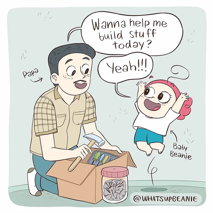 Did you ever help out with DIY projects around the house? I remember one of the first ones for me was helping Papa make a shed. I also remember doing a lot of holding the flashlight for car fixing 
