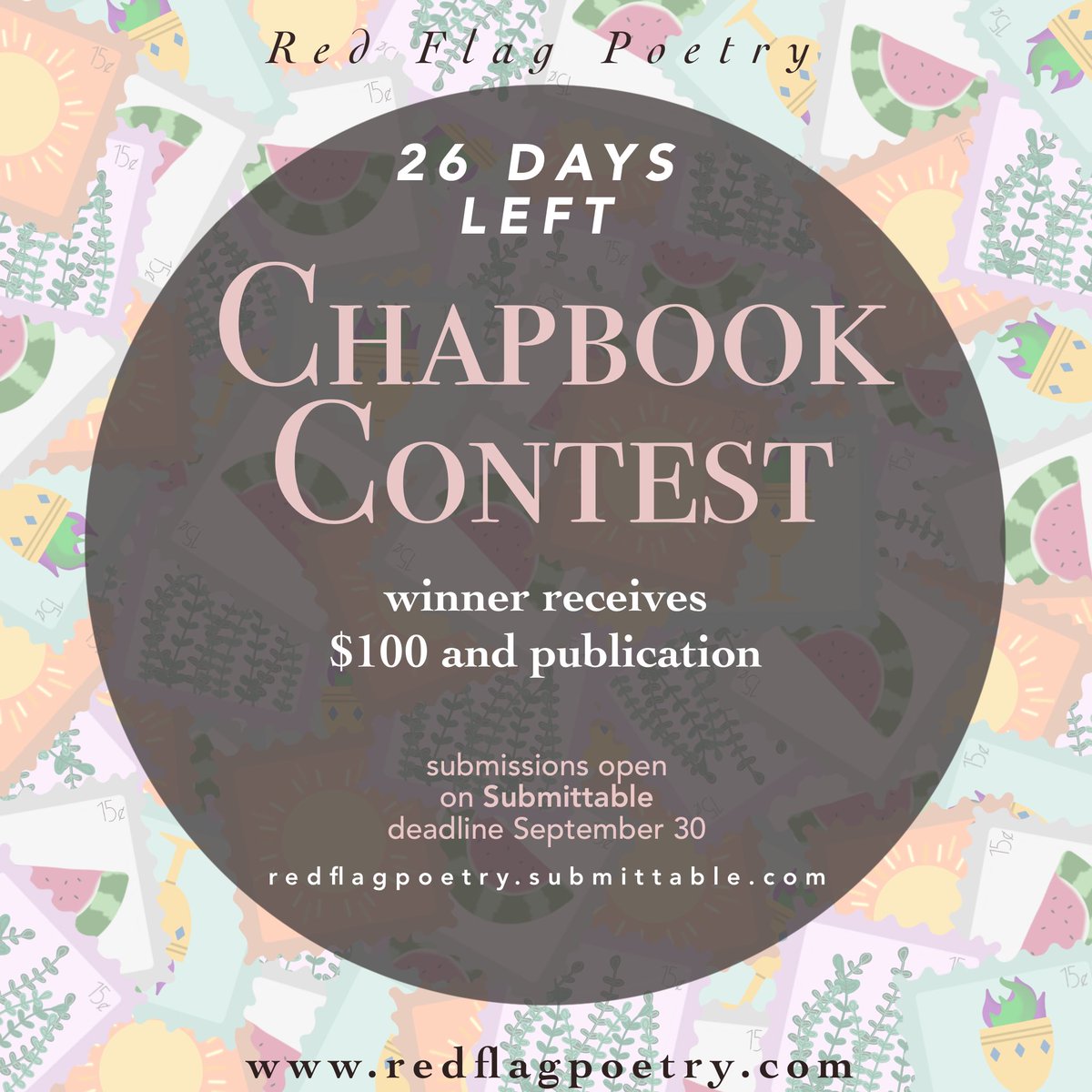 RedFlagPoetry's tweet photo. LESS THAN A MONTH REMAINS
Submit your poetry and find more details at https://t.co/2RKPrmlkMH
#poetry #poetrycommunity #writing #writers #poets #redflag #redflagpoetry #writingcommunity #reading #poems #chapbook #contest #poetrycollection #publication #publishing https://t.co/XdJyXwnVds