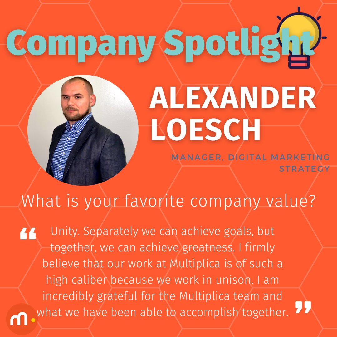 For this month's company spotlight, we feature our Manager of Digital Marketing Strategy, Alexander Loesch. Check out his favorite company value. #companyspotlight