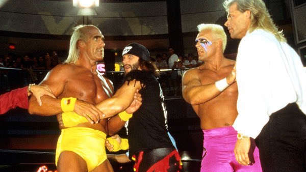 WCWarchive's tweet photo. The first Monday Nitro had no shortage of star power. @HulkHogan, Randy Savage, @Sting, and @GenuineLexLuger were just a few of the deep roster @EBischoff had built, as #WCW raised the company to a new level for @tntdrama. #Nitro25 https://t.co/QwBTeXl9YP