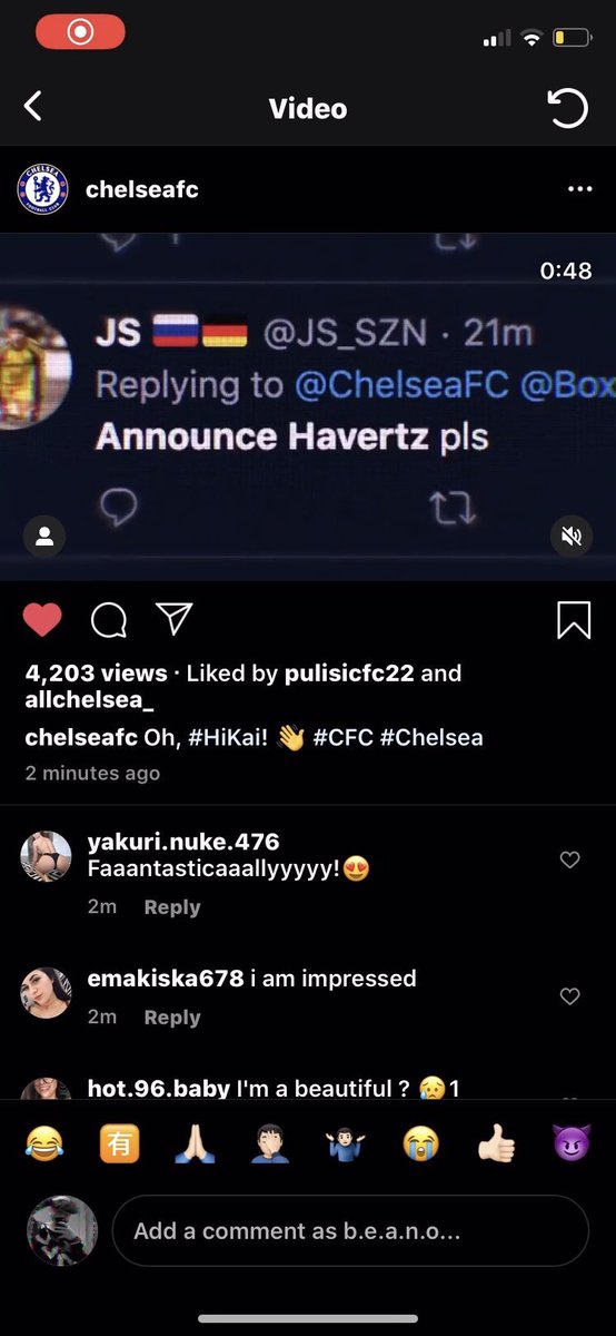 JS_SZN's tweet photo. I‘M IN THE HAVERTZ ANNOUNCEMENT VIDEO OMFGGGGGGGGG EKWLSNJSKSKFJSLYNDJSLDBSBLNSKAJYKANSNAL @ChelseaFC https://t.co/HBKTCE0yTI