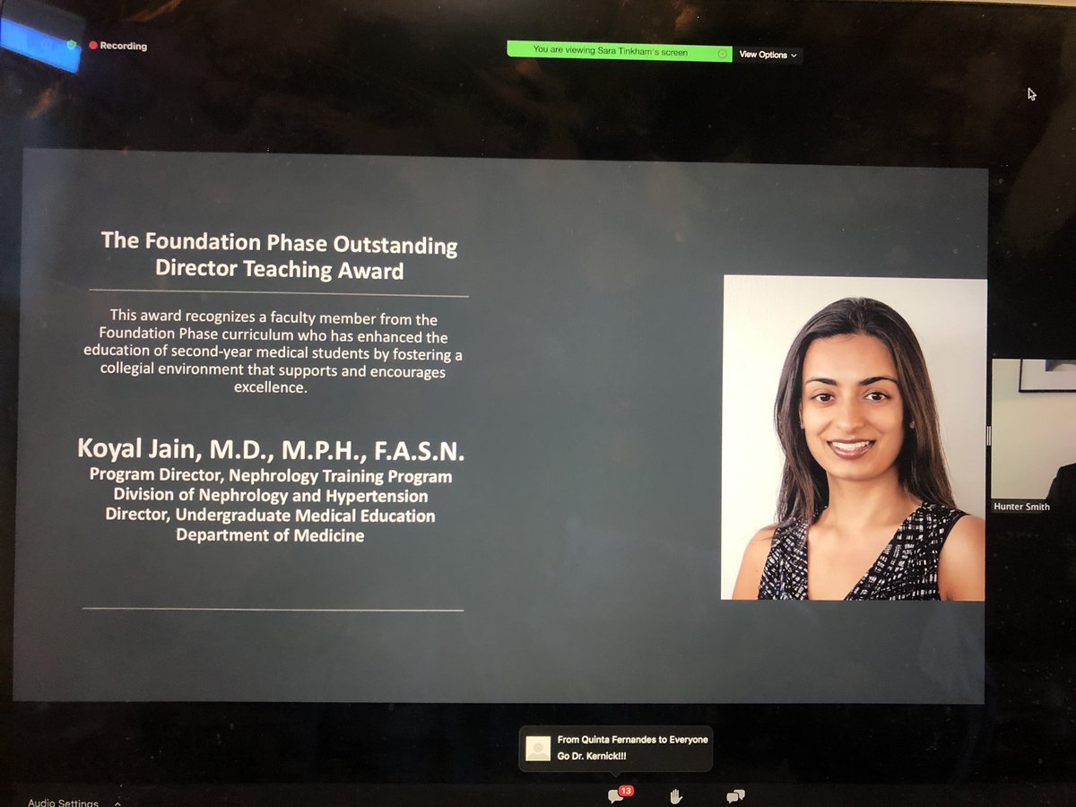 proychaudhuryMD's tweet photo. What a day for very own Dr Koyal Jain!! Whitehead lecturer 2020 AND Outstanding Director for the Foundation Phase!! Proud to be her colleague and to have her as a leader to inspire us @unckidney https://t.co/O3iGBoaXC9