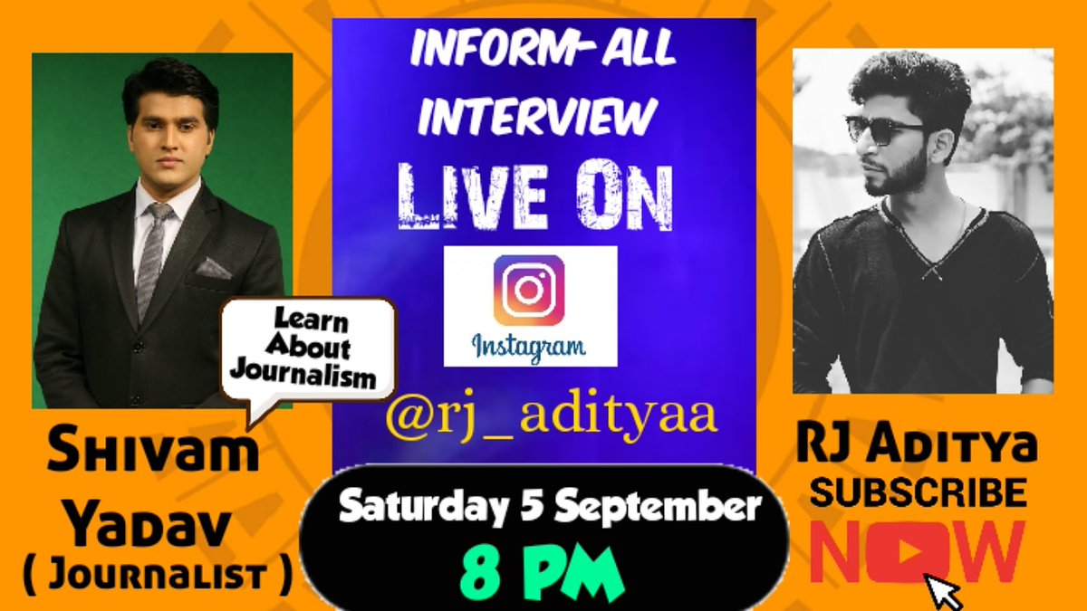 rj_adityaa's tweet photo. जो करते हैं सबसे सवाल हम करेंगे उनसे सवाल; मिलते हैं #informallinterview में नयी शख़्सियत के साथ।
.
.
.
.
.
.
.
.
.
.
#informalinterview #inform-allinterview #instalive #interview #journalist
#journalism #media #mediaanchor #channelanchor #rjaditya #apkaadityarjaditya https://t.co/9Hs7J97yfO