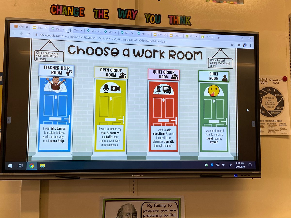 Mr_JTLamar's tweet photo. Trying breakout rooms today ! Shout out to @MrsParkShine for the template. https://t.co/n1c6YfsXQy