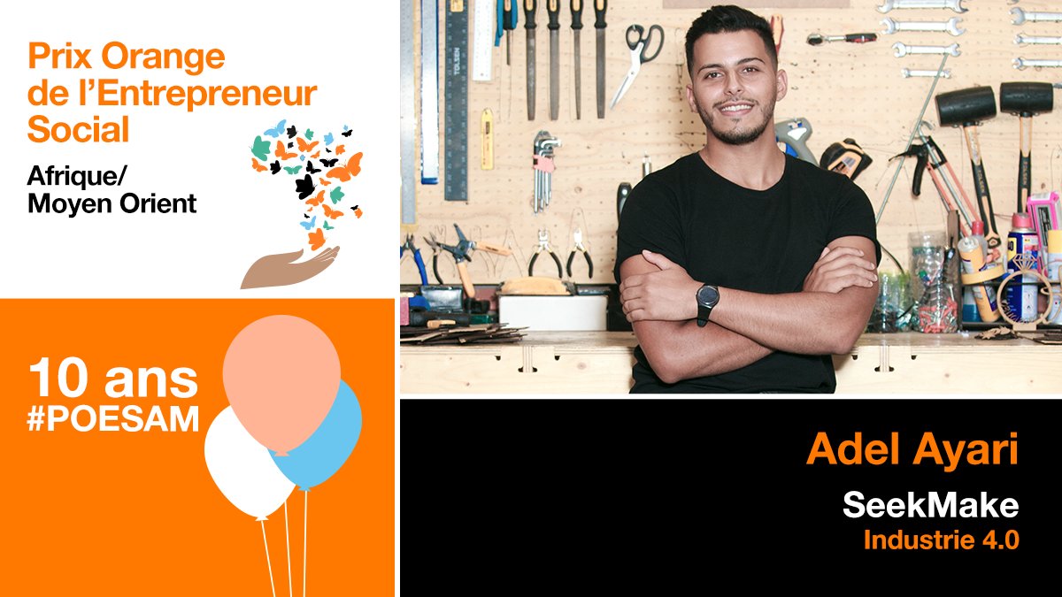 OrangeTN_Plus's tweet photo. La conception #numérique est à l’affiche de la 10e édition du Prix Orange de l’Entrepreneur Social en Afrique et au Moyen-Orient ! Grâce à sa plateforme #SeekMake, Adel prête main-forte aux makers à la recherche de machines CNC. Bonne chance pour le pitch final! #POESAM2020 https://t.co/tCk9KuWF9T