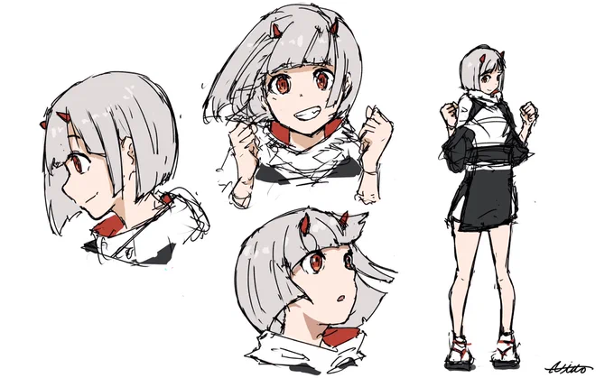 オリキャラのラフ最近は特にすしおさんの影響を受けてるな…服のダサさをどうにかしたい所存です。 