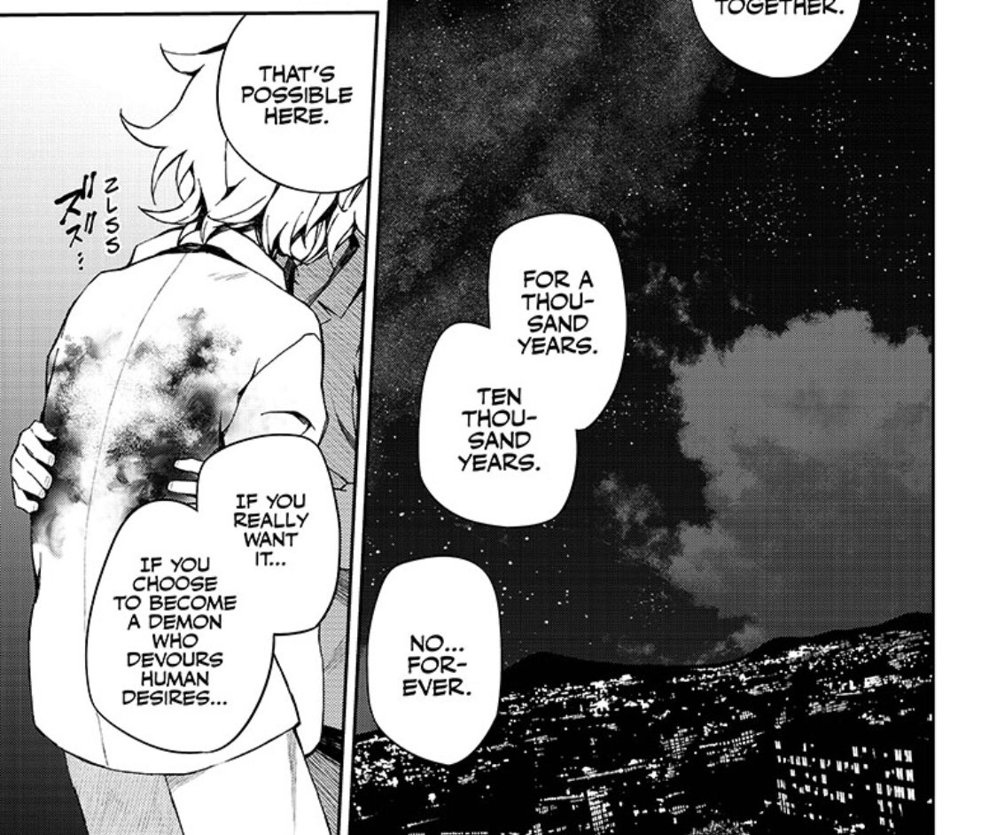 Saito telling Guren in R@19 that Mahiru wanted to become a demon to be Guren’s inner strength and never ever leave him... ion like the parallels