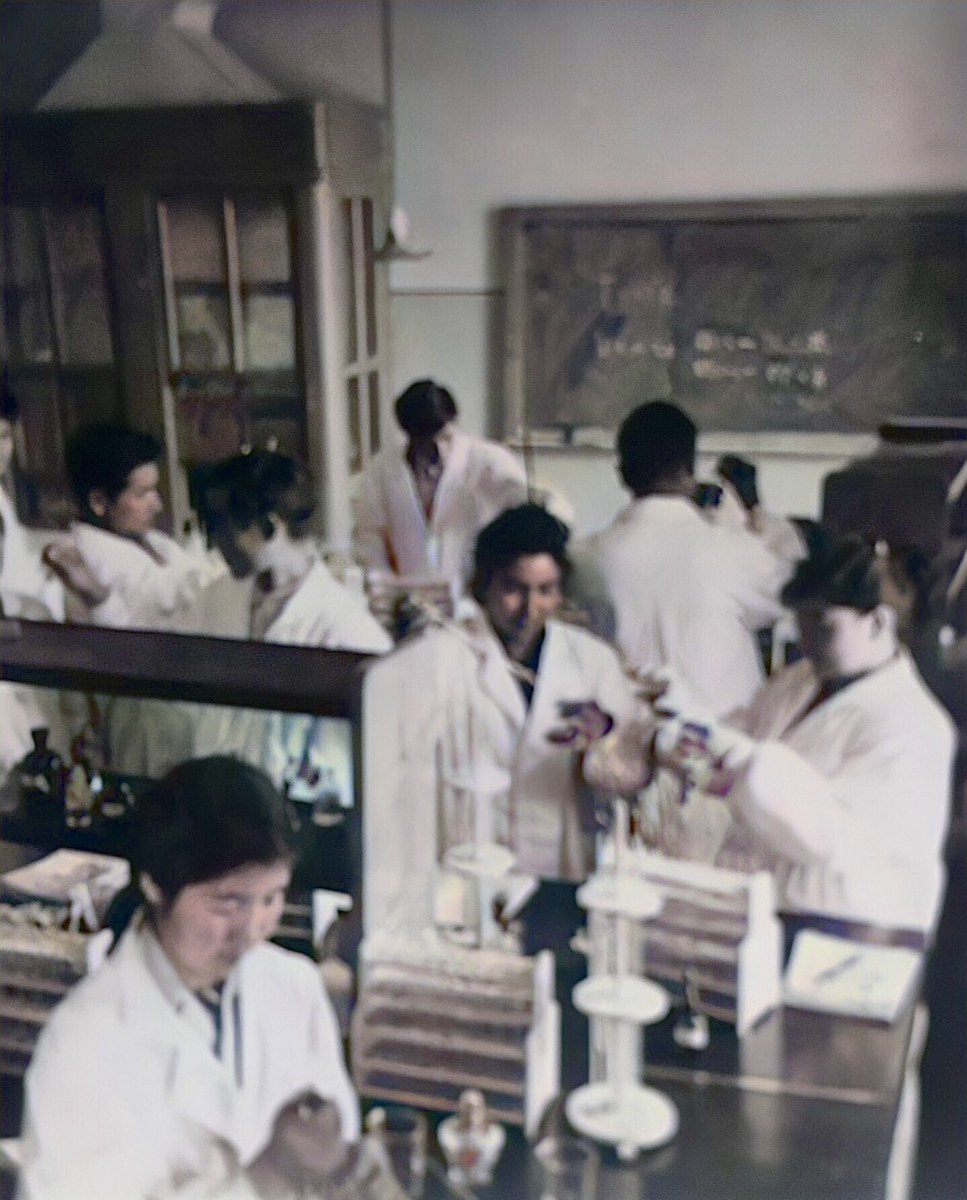 MySoCalledLab's tweet photo. 6. Something a little different for this Friday! This is my grandma, Rena Yusup, in a lab at the Xinjiang Medical University in Ürümchi, where she and her cohort studied medicine sometime between 1957-63. 

Do you have any old photos of women doing science? https://t.co/eM6X2RMykp