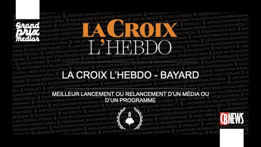 MediasFrance's tweet photo. La Croix L’Hebdo a remporté le prix du Meilleur lancement ou remaniement d’un média ou d’un programme.
#GPDM2020 https://t.co/P8chTKjIWv
