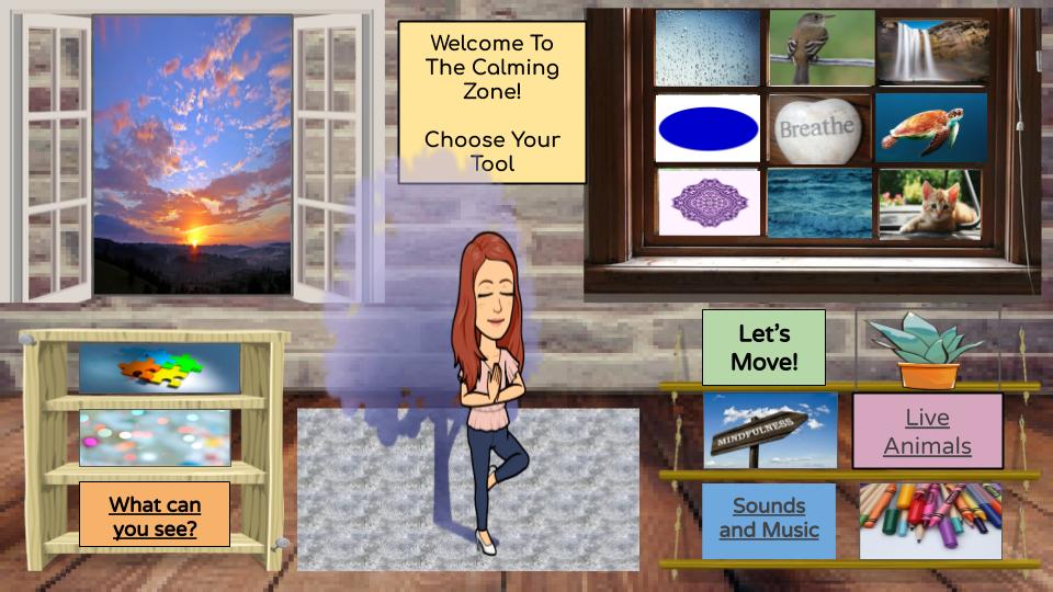 mrswendymturner's tweet photo. Elementary Virtual Calming Zone is here! Although I am now thinking it looks a little busy which goes against it's purpose...will rethink....but wanted lots of options. 🌟#braintools #sel #selfmanagement
PDF Here: https://t.co/7wFRvR0y1L
Slide to Copy: https://t.co/QOVkF1rfDa https://t.co/oqLilALHKH