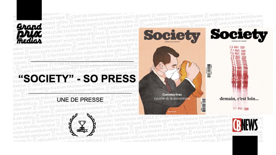 MediasFrance's tweet photo. .@SocietyOfficiel a remporté le prix de la Meilleure Une de Presse.
#GPDM2020 https://t.co/dtytamPTyo