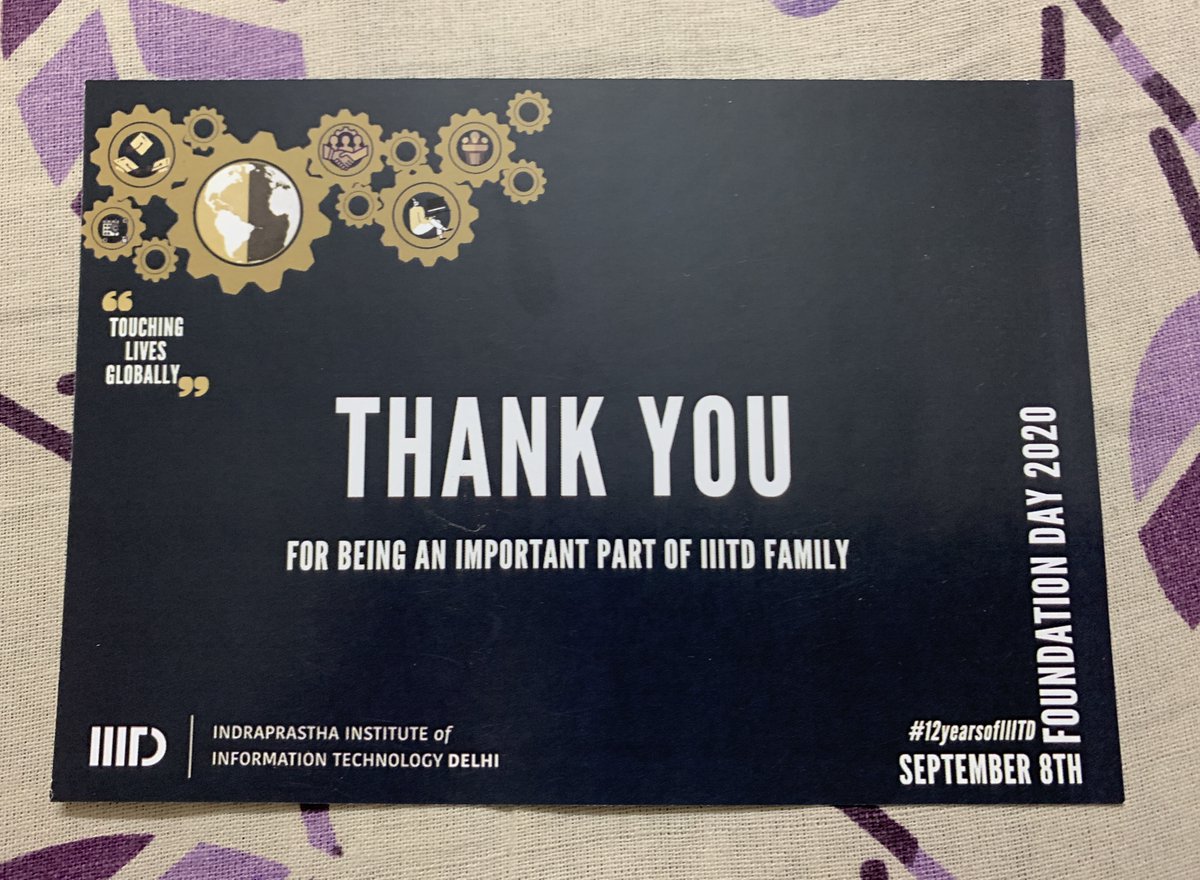 ponguru's tweet photo. Great job by the Communications team Prof. @gansbags Pallavi, Deepali in continuing the #Thanks giving tradition during these difficult times! #12yearsofIIITD #IIITDCommunity #FoundationDay2020 #IIITDelhi #ProfGiri https://t.co/RnjrxX1Abe
