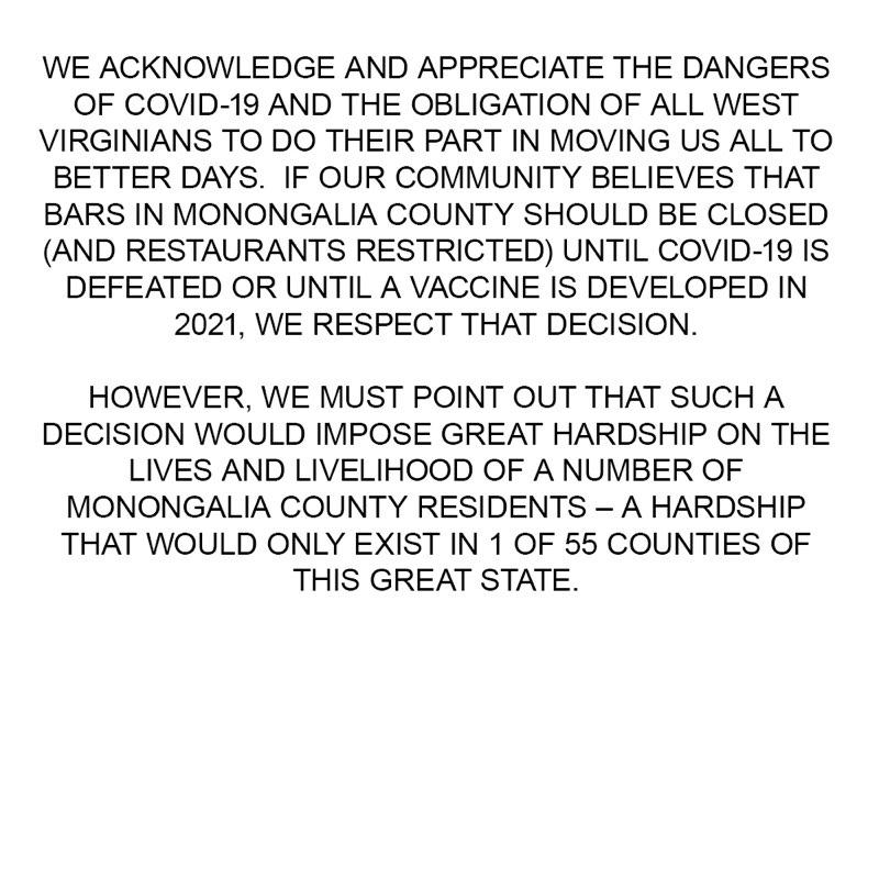 FatDaddysWV's tweet photo. Statement regarding Sept 1st opening and subsequent closure. (2/2) https://t.co/Vu7jJigf4a