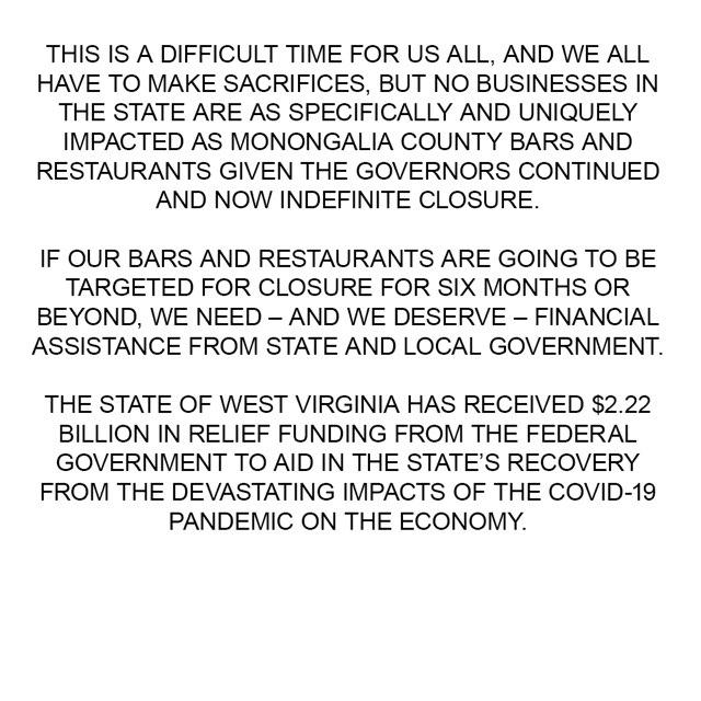 FatDaddysWV's tweet photo. Statement regarding Sept 1st opening and subsequent closure. (2/2) https://t.co/Vu7jJigf4a