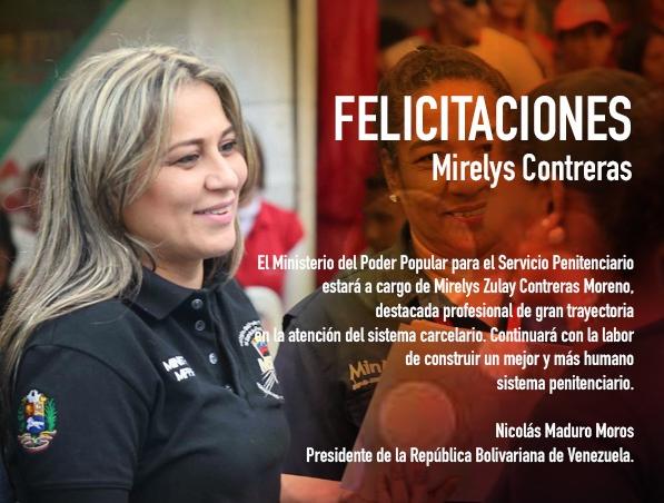 MPPSPSALUD's tweet photo. Felicitaciones a la Dra Mirelys Contreras, por su designación como Ministra del Poder Popular para el Servicio Penitenciario, muchos éxitos en su gestión. Venceremos! https://t.co/LCposw5nfN