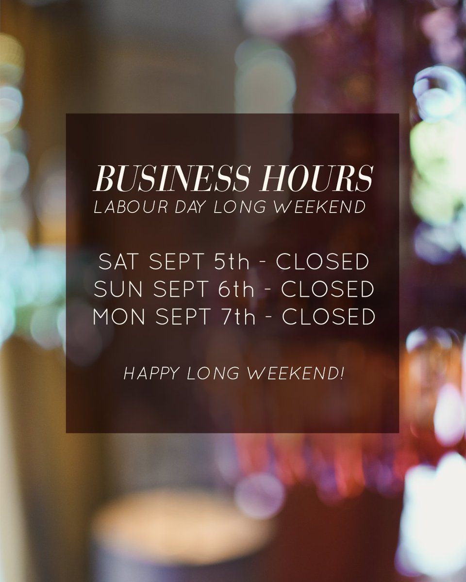 We will be closed this Saturday for the #LabourDayLongWeekend and open again on Tuesday 8th of September to help you with your design needs. See you then!