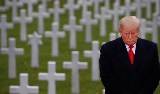 The weather was bad, and Kelly and I spoke about whether to travel as planned to the Chateau-Thierry Belleau Wood monuments and nearby American Cemeteries, where many US World War I dead were bruied. Marine One's crew was saying that bad visibility could make it imprudent to