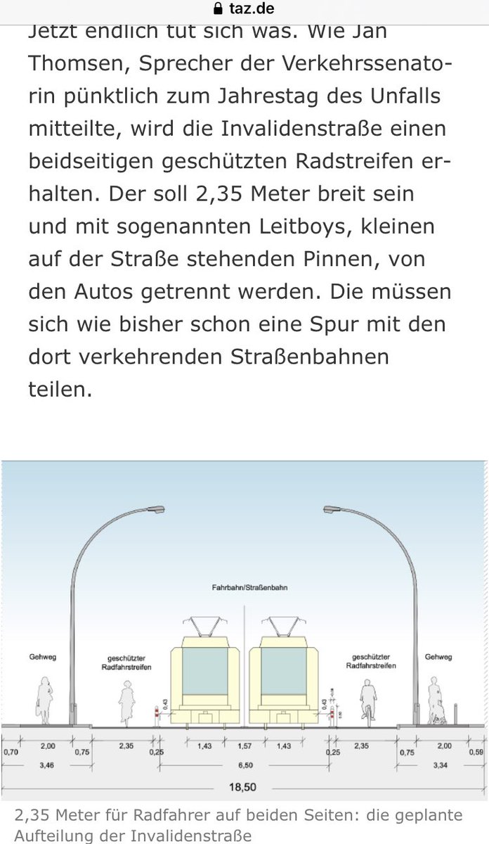 dvd_hrtmnn's tweet photo. Richtig gut, ab Oktober gibt’s 2,35 m breite Radwege plus Protektion in der Invalidenstraße.
https://t.co/BcXs3JU55s https://t.co/rAwZSMamNM