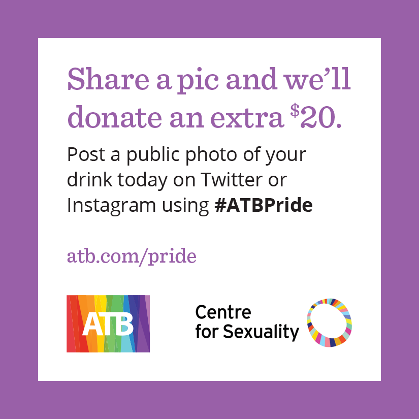 atbfinancial's tweet photo. Today’s the day! Visit any @monogramco location, buy your favourite drink, and we’ll donate $2 to @yycsexualhealth. But that’s not all! Amplify your impact by posting a photo to social using #ATBPride—we’ll donate another $20 to the Centre for Sexuality’s GSA programming. https://t.co/K4s8MdyaCW