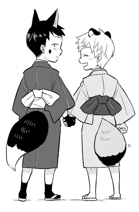 クボちゃんとタカちゃんの人型。兵児帯リボン結び 