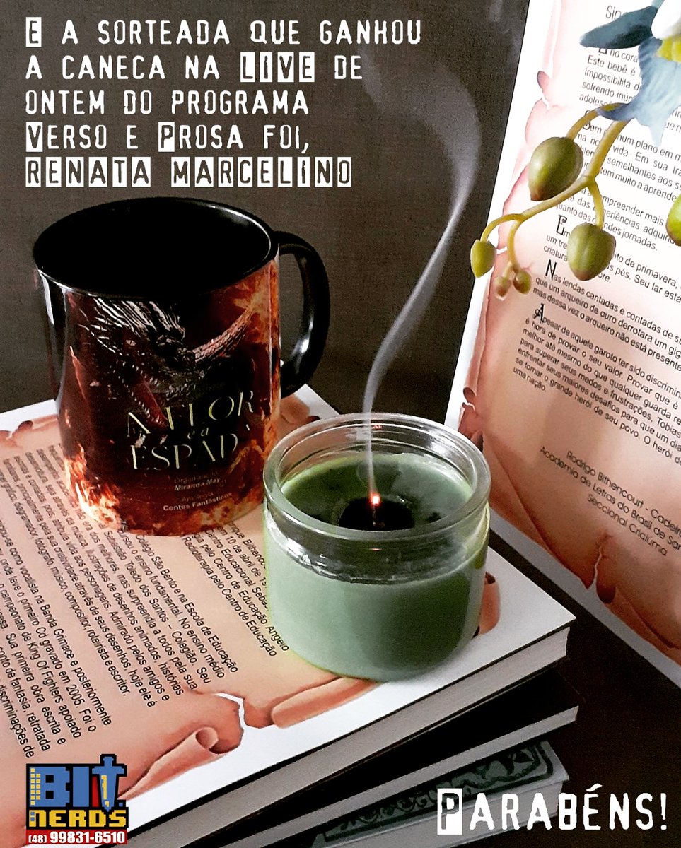 DigoBithencourt's tweet photo. E a sorteada que ganhou a caneca 🤩☕ na LIVE de ontem do programa Verso e Prosa foi, Renata Marcelino👏👏👏PARABÉNS!
E pra quem não assistiu a LIVE ao vivo, segue o link 📽 📺
https://t.co/mUSvsu3NXI
#afloreaespada
#rodrigobithencourt #tobiasealendadoarqueirodeouro #albsc https://t.co/hYMMXf6g7O