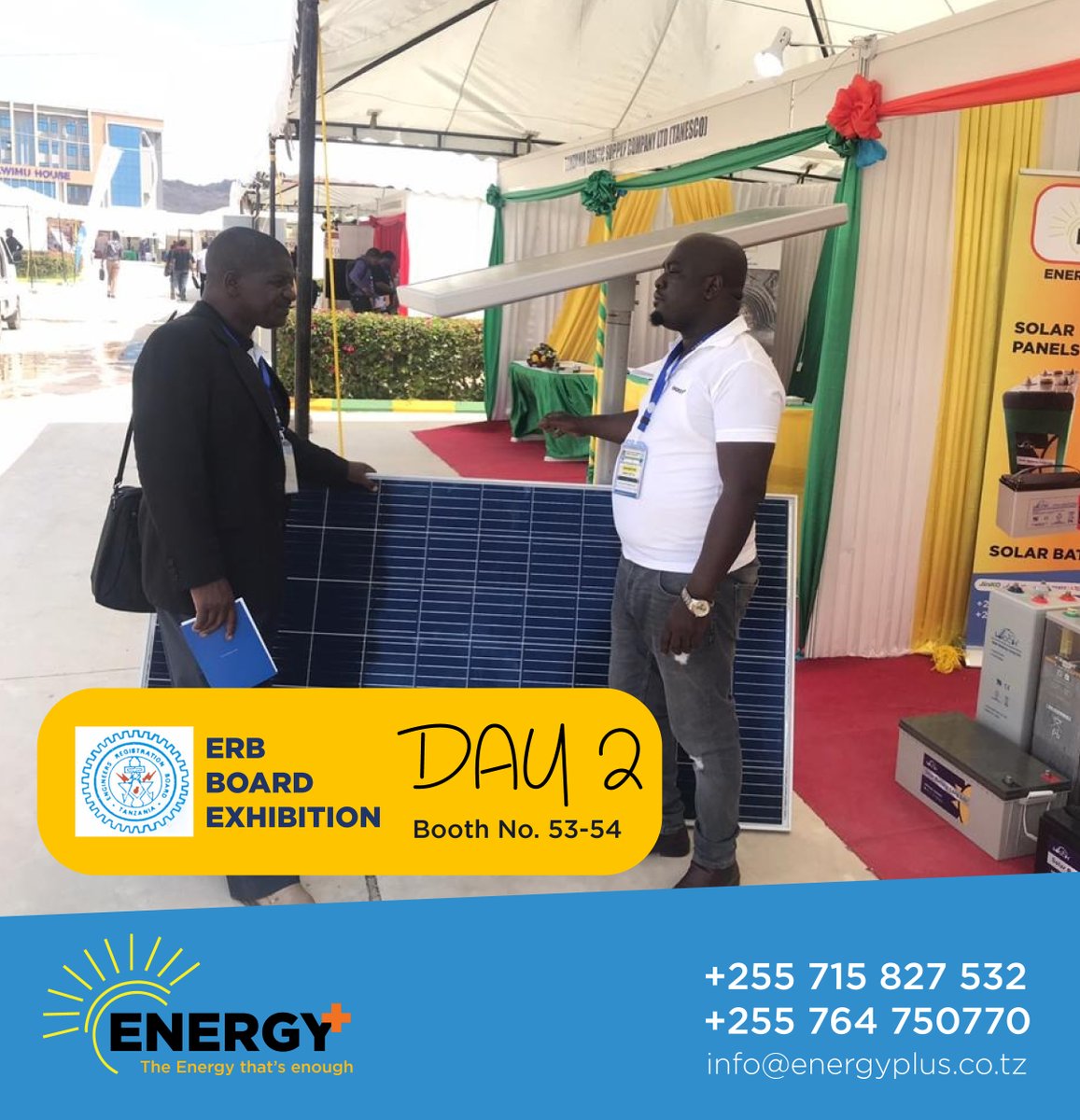 EnergyPlus13's tweet photo. ERB BOARD EXHIBITION DODOMA 2020
#solarenergy #jinko #suntech #victronenergy #leochbattery #rollsbattery #lorentzp https://t.co/nTkYOLq6gx