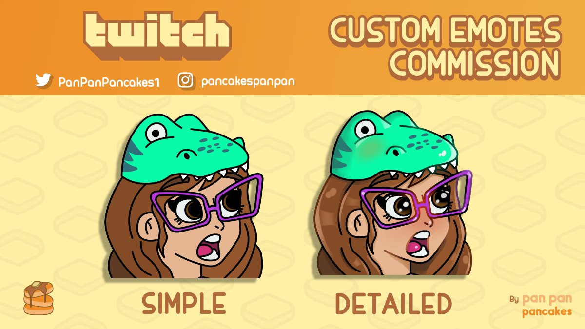 PanPanPancakes1's tweet photo. 🎮Custom emotes and sub-badges for twitch or wherever , commissions open ! Simple vs detailed versions available ! 💌Dm for info ! (Client's emote shown) https://t.co/C1FCLK70Ym