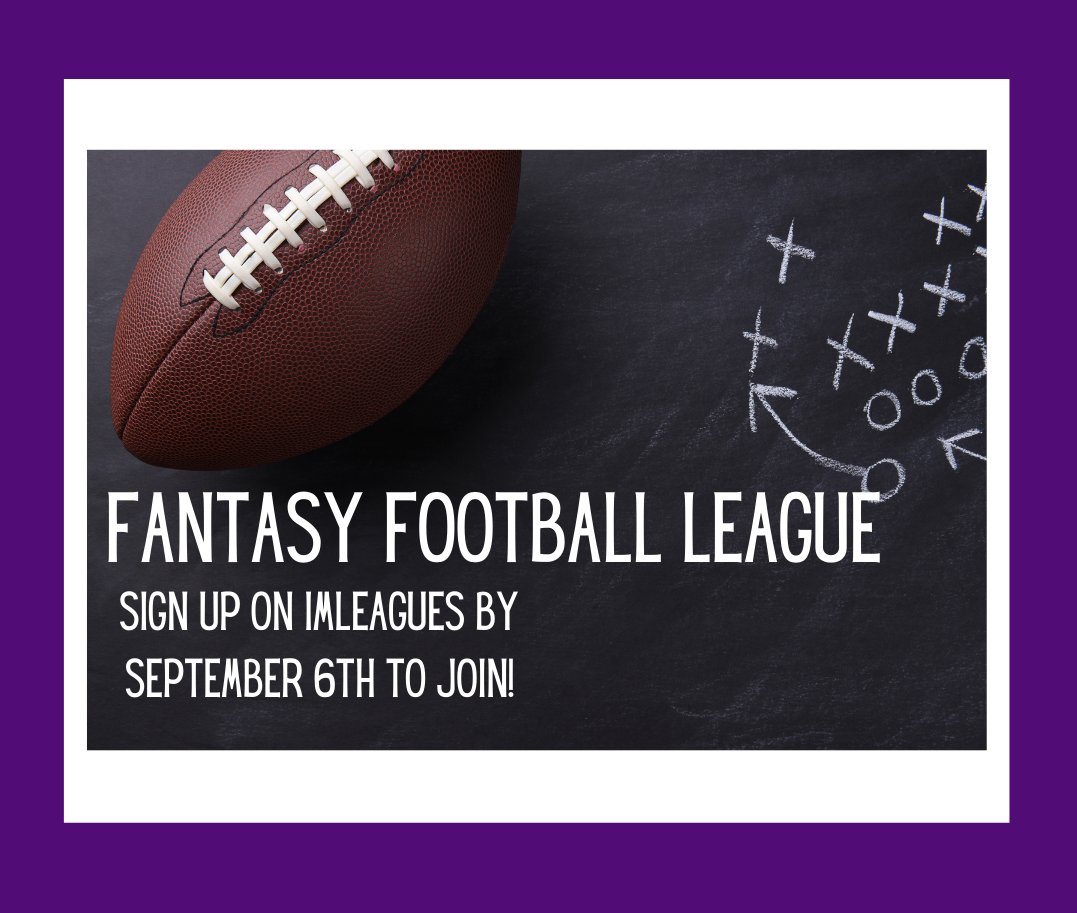 TrumanCampusRec's tweet photo. Interested in joining our competitive fantasy football league? Then don't forget to sign up on https://t.co/4pRFLcWMbr by Sunday, September 6th before picks are made on the 7th and the 8th! #IMaChampion https://t.co/SxHdpRZCzn