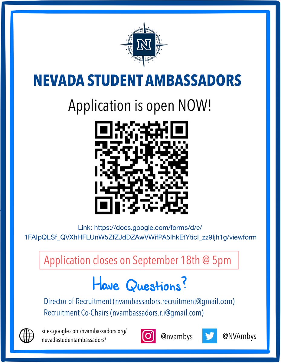Interested in becoming a Nevada Student Ambassador? The application is out! Attend one of our info sessions to learn more!