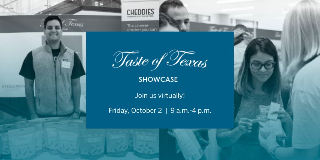 Join us on 10/2! Taste of Texas is a Consumer Packaged Goods Showcase and Tradeshow focused on Better-For-You food and beverage entrepreneurship, and this year we've gone virtual! Learn more and RSVP, it's free! tasteoftexas2020.splashthat.com