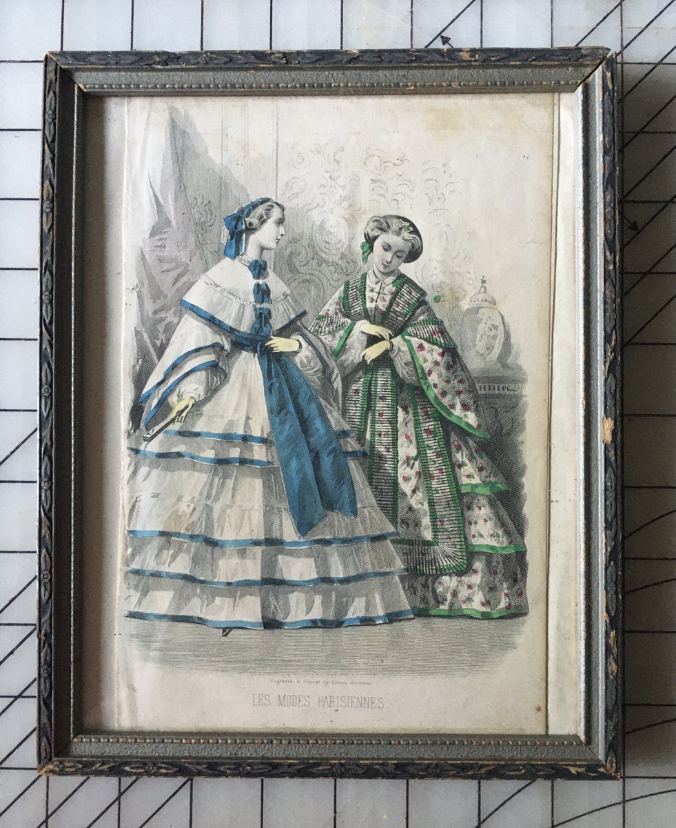 Today on  #LHSrescue, I'm searching for the Illman Brothers, a Philadelphia engraving company behind a fair number of the  #LHSrescueFashionPrints I'm trying to sort out, but it sure is being a sifting process to find data on the company. The frame here is c. 1930, print c. 1860.