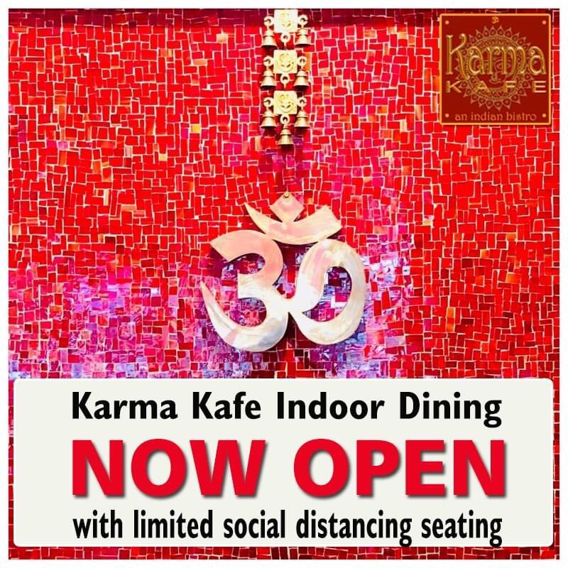 ॐ pronounced as ‘OM’ is a sacred sound in the Hindu culture that embodies the divine energy. It is always chanted at the beginning of anything new as it brings positive vibrations. 
We reopen our doors to limited Indoor dining while chanting this auspicious mantra 🙏🏻

#KarmaKafe
