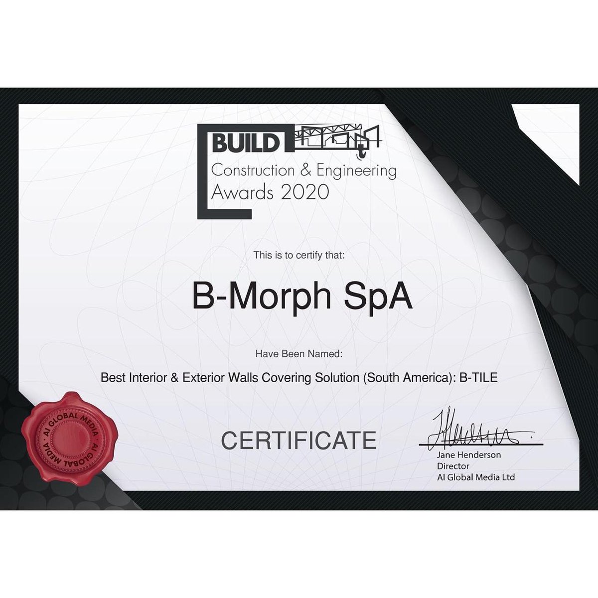 Bmorph_CL's tweet photo. BIG NEWS!
B-MORPH received the “Best Interior & Exterior Walls Covering Solution (South America): B-TILE” Award in the 5th annual Construction & Engineering Awards.
We are so happy with this international validation!
.
.
#smarttile #palmetainteligente #buildsustainablebuilding https://t.co/XHYFiDbahH