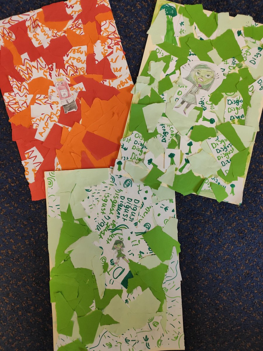 SherrierY5's tweet photo. We've had lots of fun this week exploring the emotions represented in the film 'Inside Out'. The children have created some fab collages! https://t.co/sao59MuY74