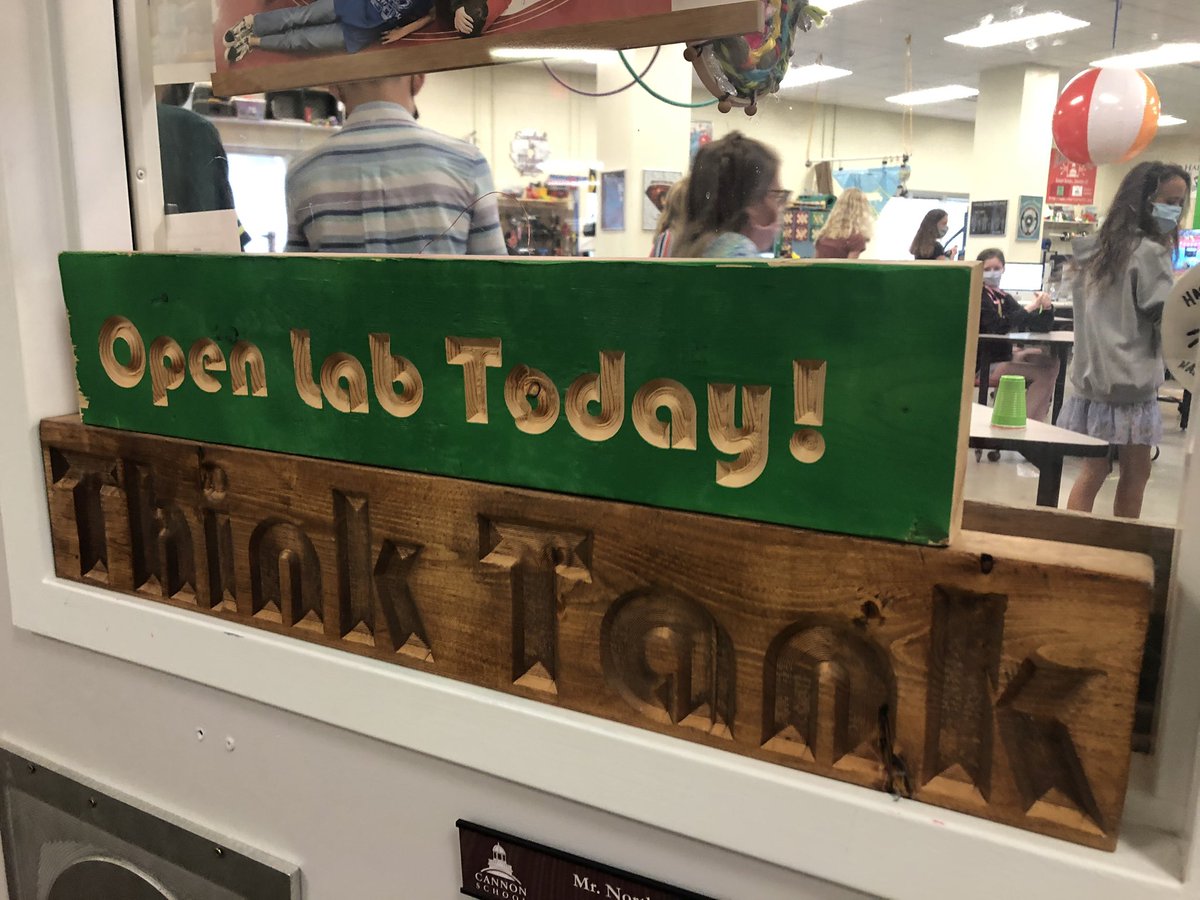 It brought me so much JOY to put this sign up for the first time in 6 months. Welcome back to the #ThinkTank <a href="/CannonMiddle/">Cannon Middle School</a> ! #makerspace #MakerED